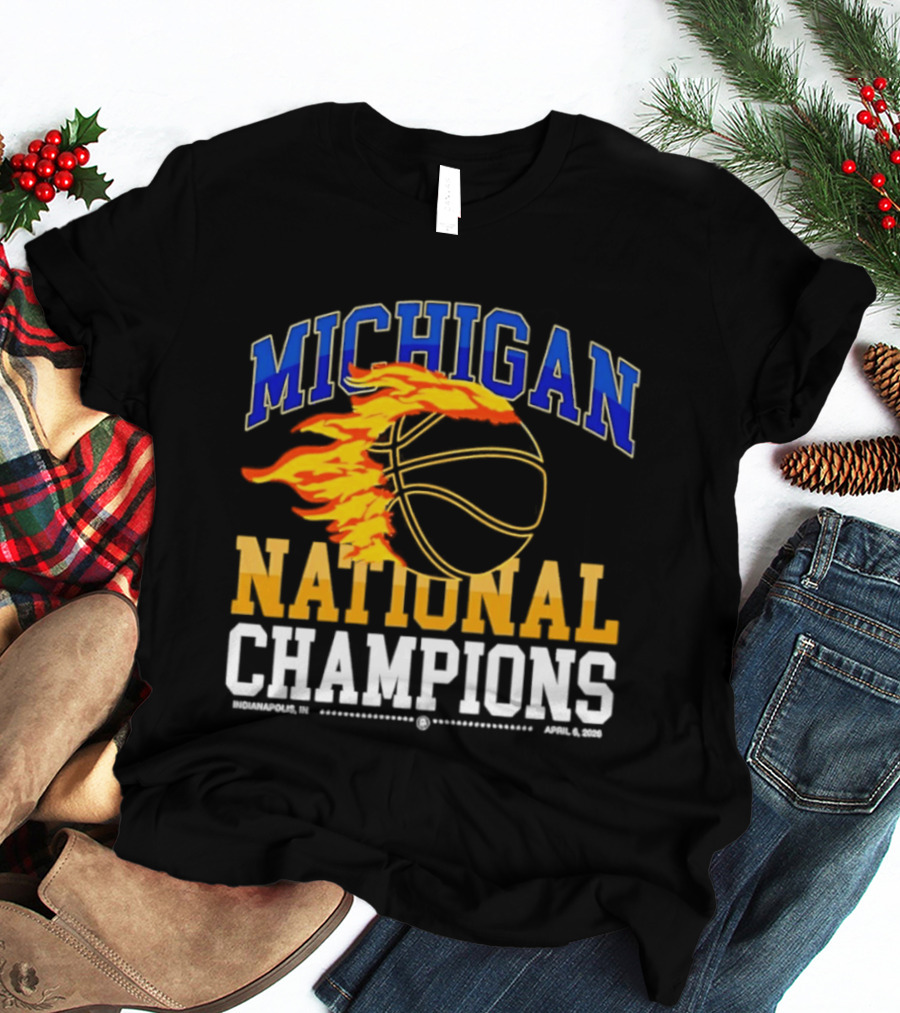 Michigan Basketball National Champions Fireball T-Shirt