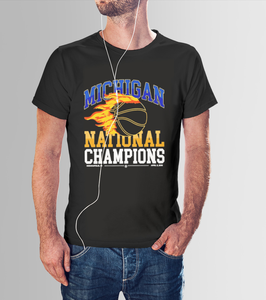 Michigan Basketball National Champions Fireball T-Shirt