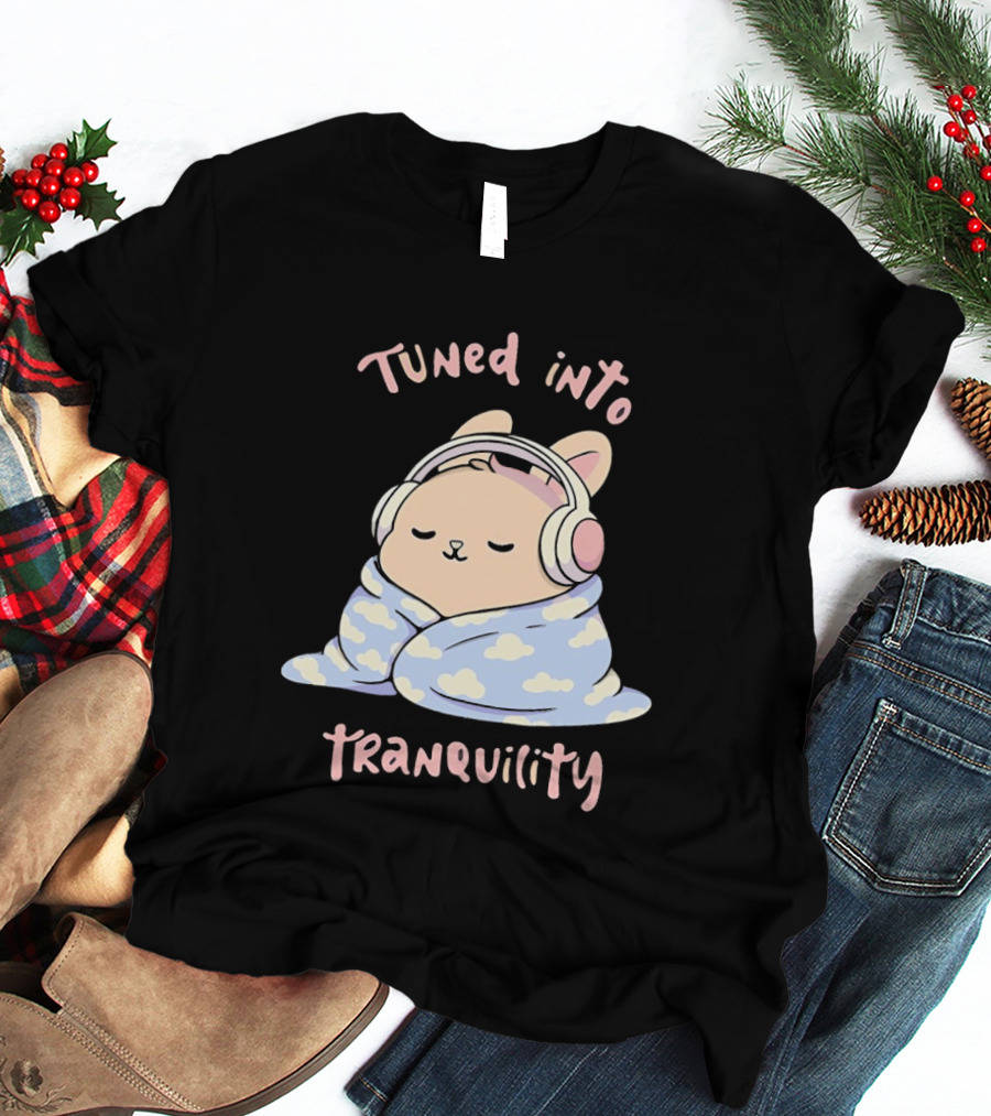 Tuned Into Tranquility Chill Bunny With Headphones T-Shirt