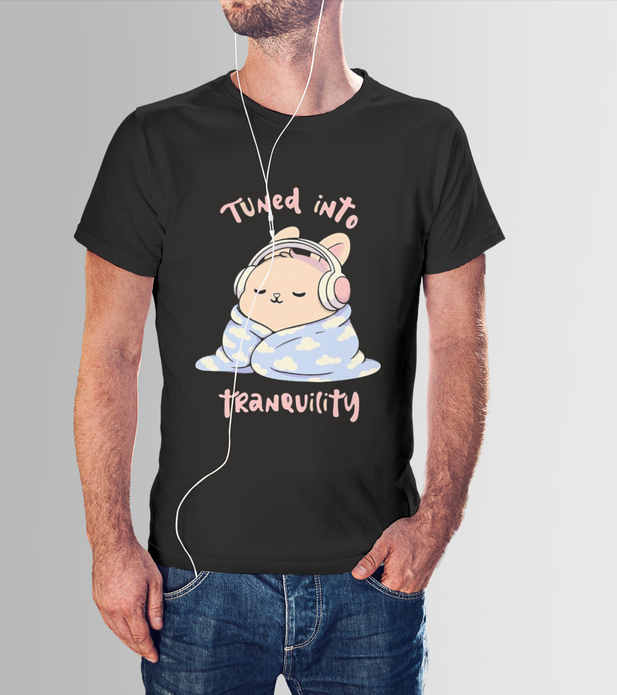 Tuned Into Tranquility Chill Bunny With Headphones T-Shirt