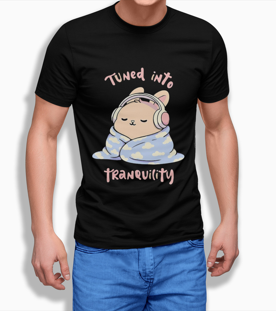 Tuned Into Tranquility Chill Bunny With Headphones T-Shirt