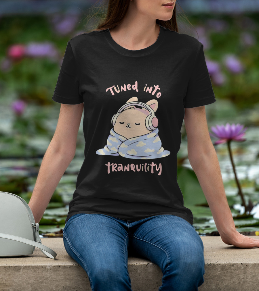 Tuned Into Tranquility Chill Bunny With Headphones T-Shirt