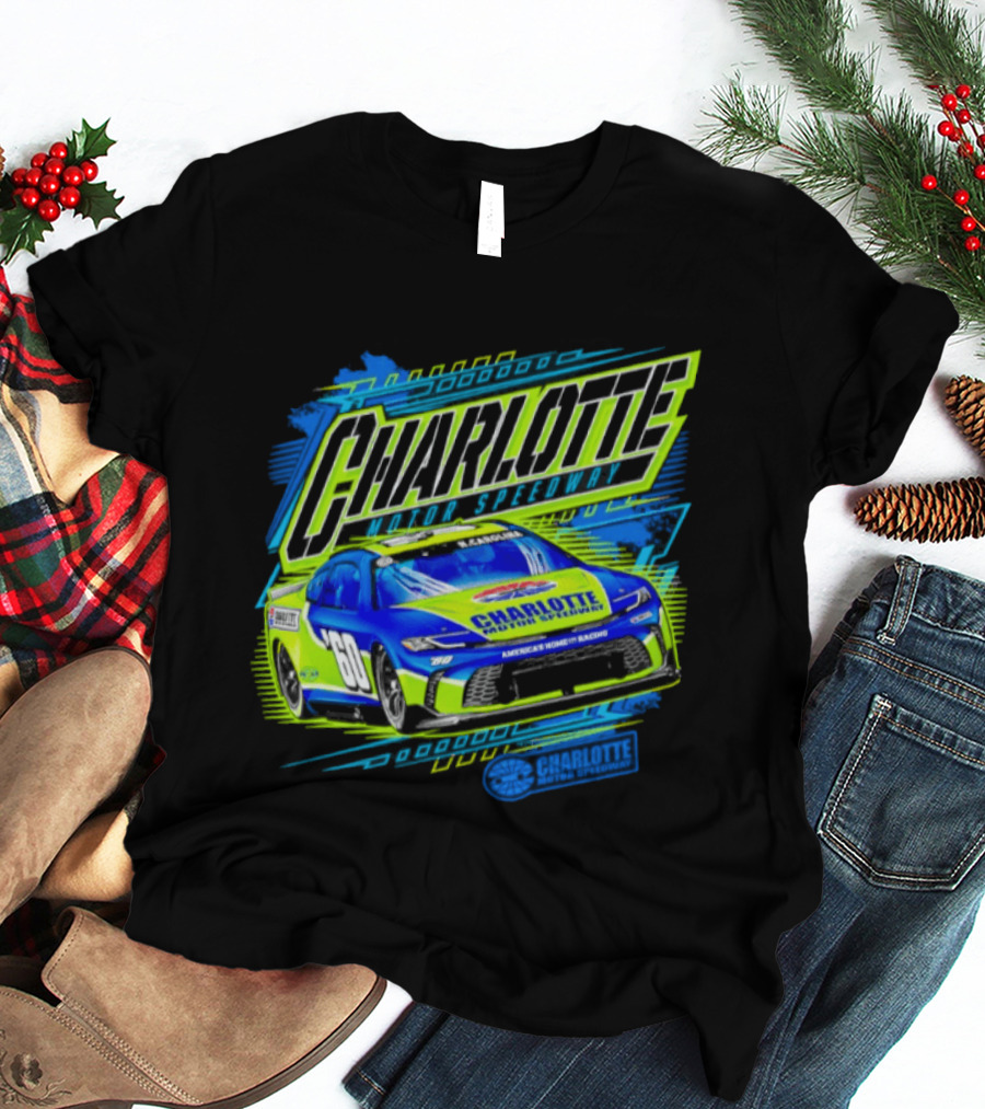 Charlotte Motor Speedway Neon Car Racing Experience T-Shirt