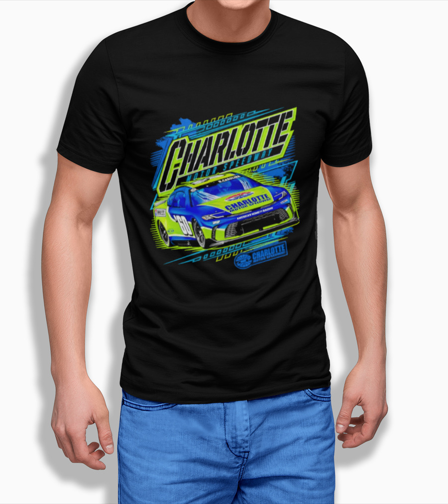 Charlotte Motor Speedway Neon Car Racing Experience T-Shirt