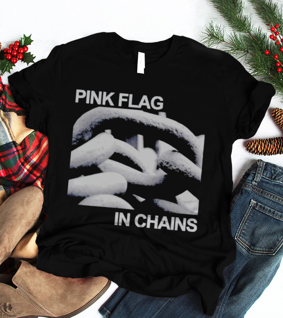 Pink Flag In Chains Bold Chain T-Shirt