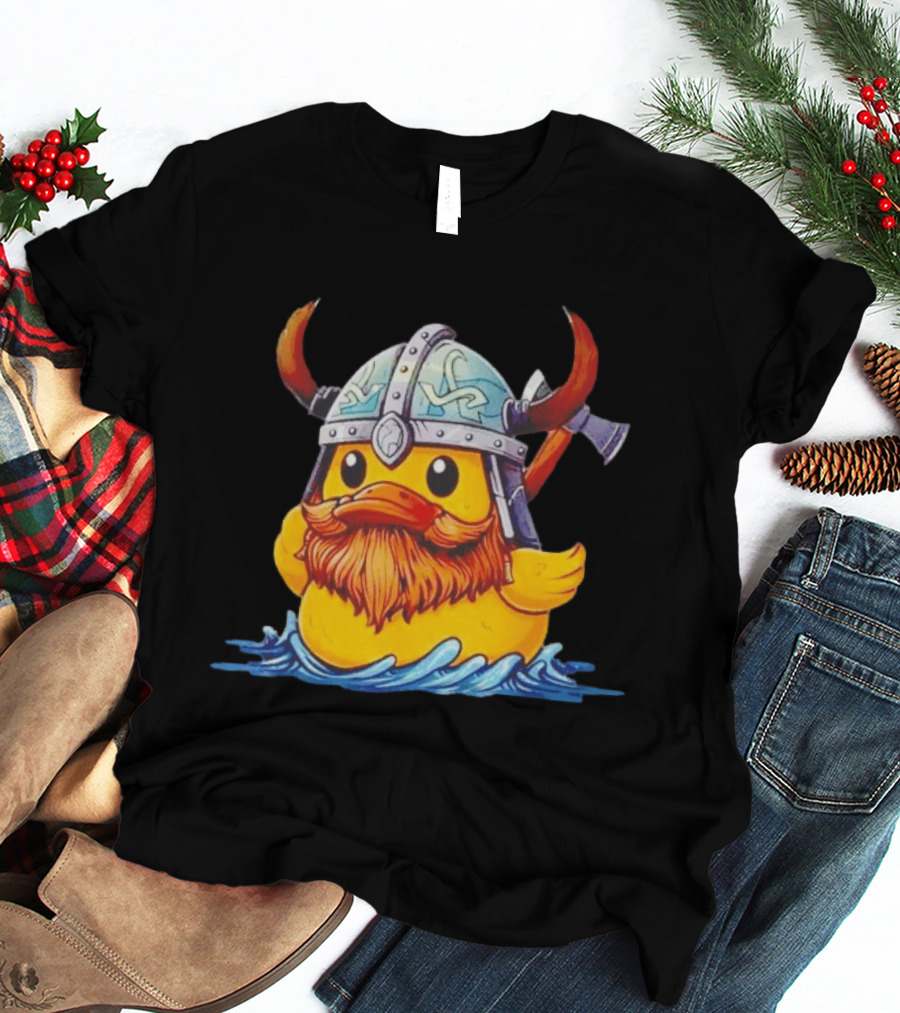 Viking Warrior Rubber Duck With Horned Helmet And Axe T-Shirt