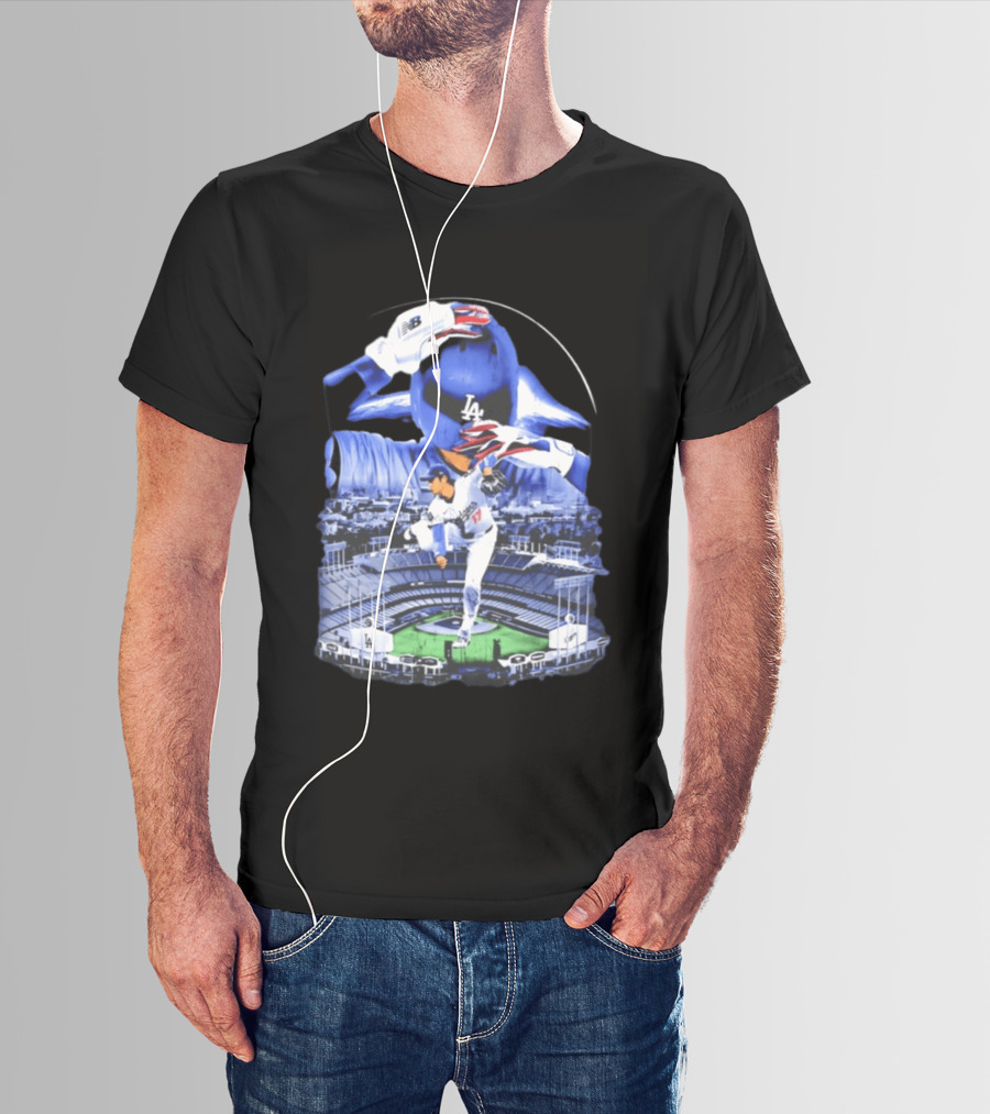 Shohei Ohtani Los Angeles Dodgers Stadium Player Action And Team Spirit T-Shirt