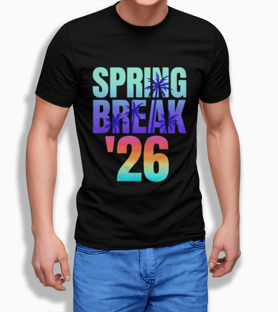 Spring Break '26 Sunset Palm Trees Ocean Vibes T-Shirt