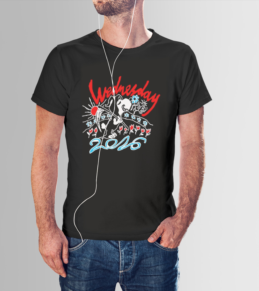 Wednesday 2026 Red Sun Blue Flowers Tour T-Shirt