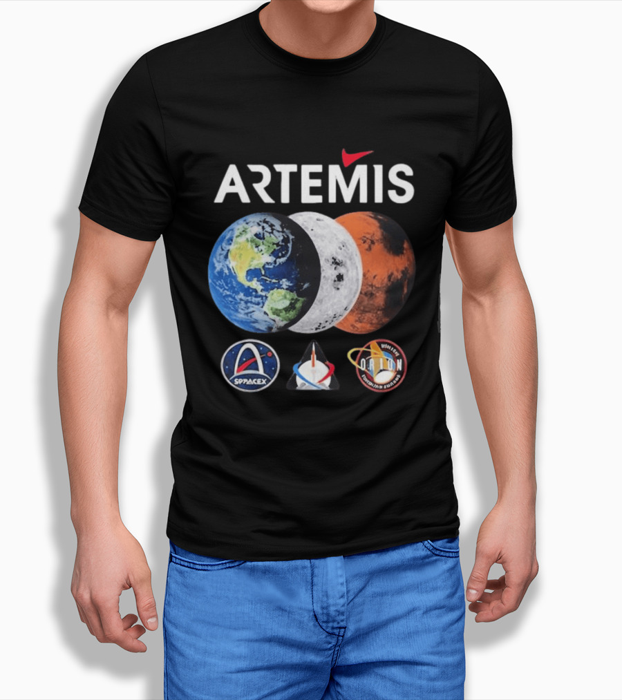 Artemis SpaceX Orion Mission Moon Earth Mars T-Shirt