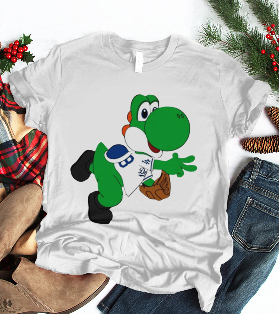 Los Angeles Dodgers Green Dinosaur Cartoon Character Toddler Staple T-Shirt