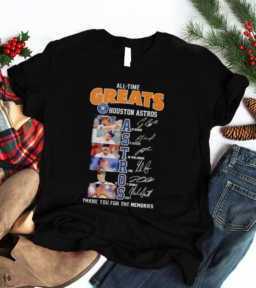 All Time Greats Houston Astros Names Signatures Thank You For The Memories T-Shirt