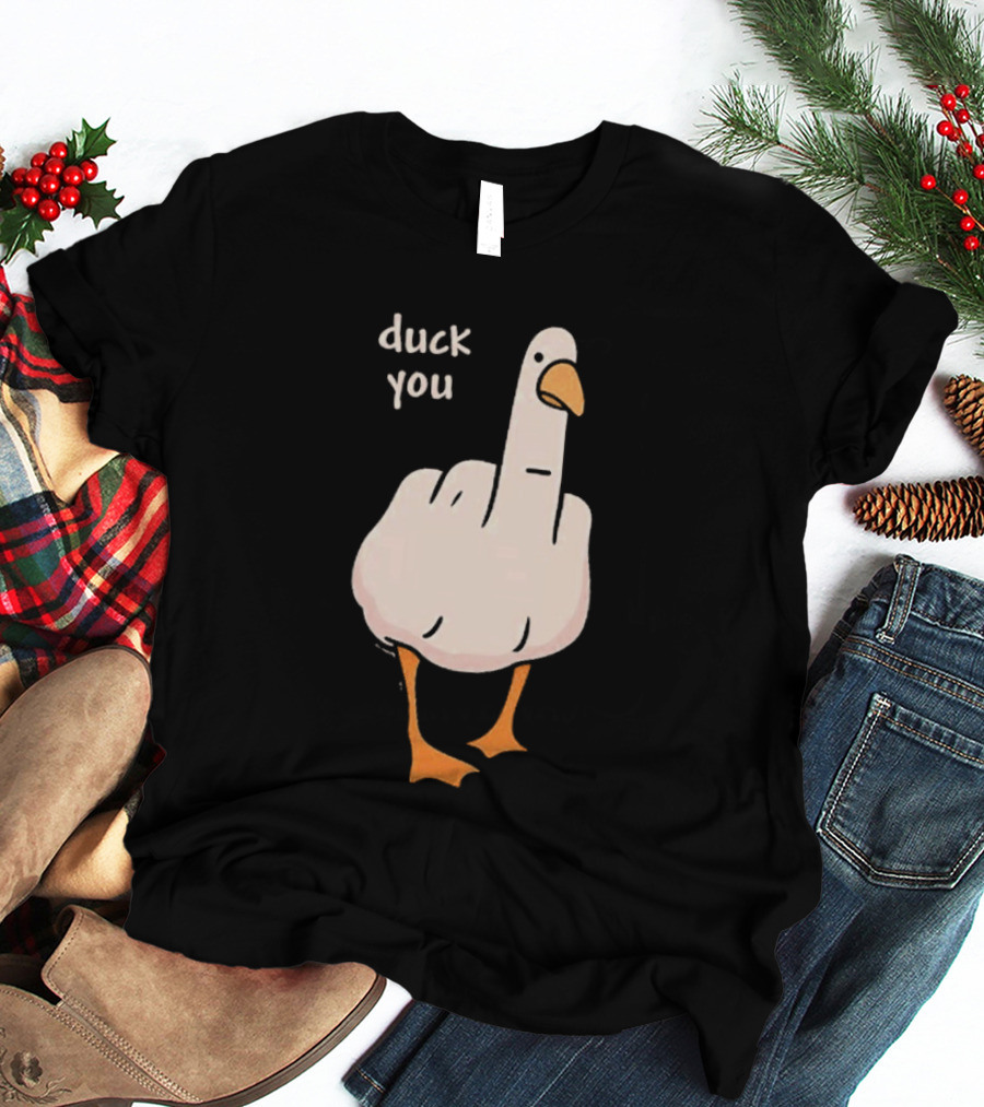 Duck You Middle Finger Duck Cartoon T-Shirt