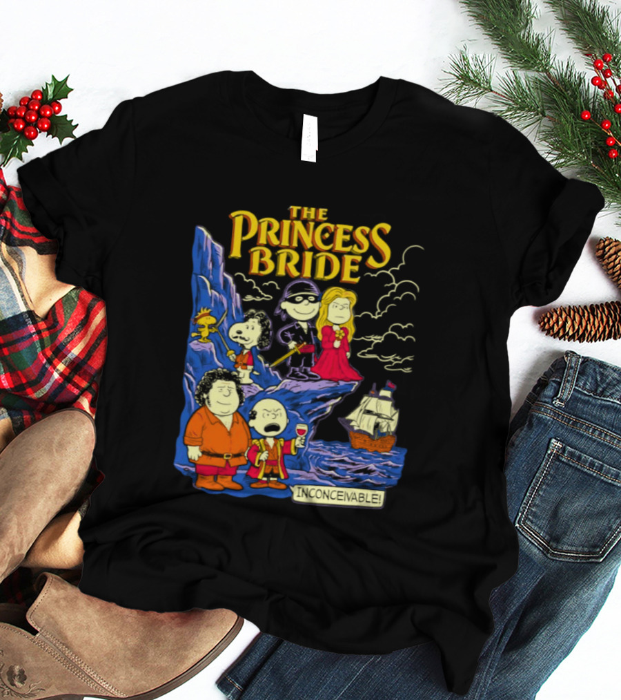 The Princess Bride Peanuts Crossover Featuring Iconic Cartoon Characters T-Shirt