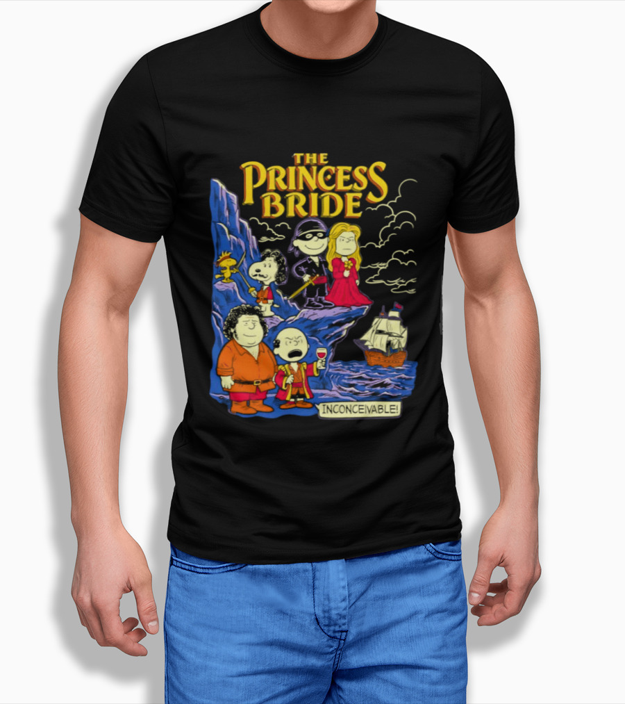 The Princess Bride Peanuts Crossover Featuring Iconic Cartoon Characters T-Shirt