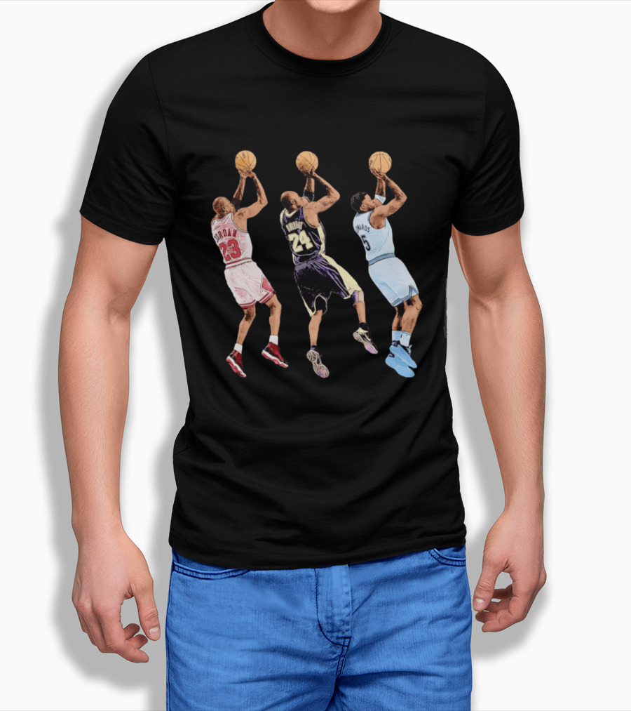 Michael Jordan Kobe Bryant Anthony Edwards Basketball Legends No. 23 No. 24 No. 1 T-Shirt