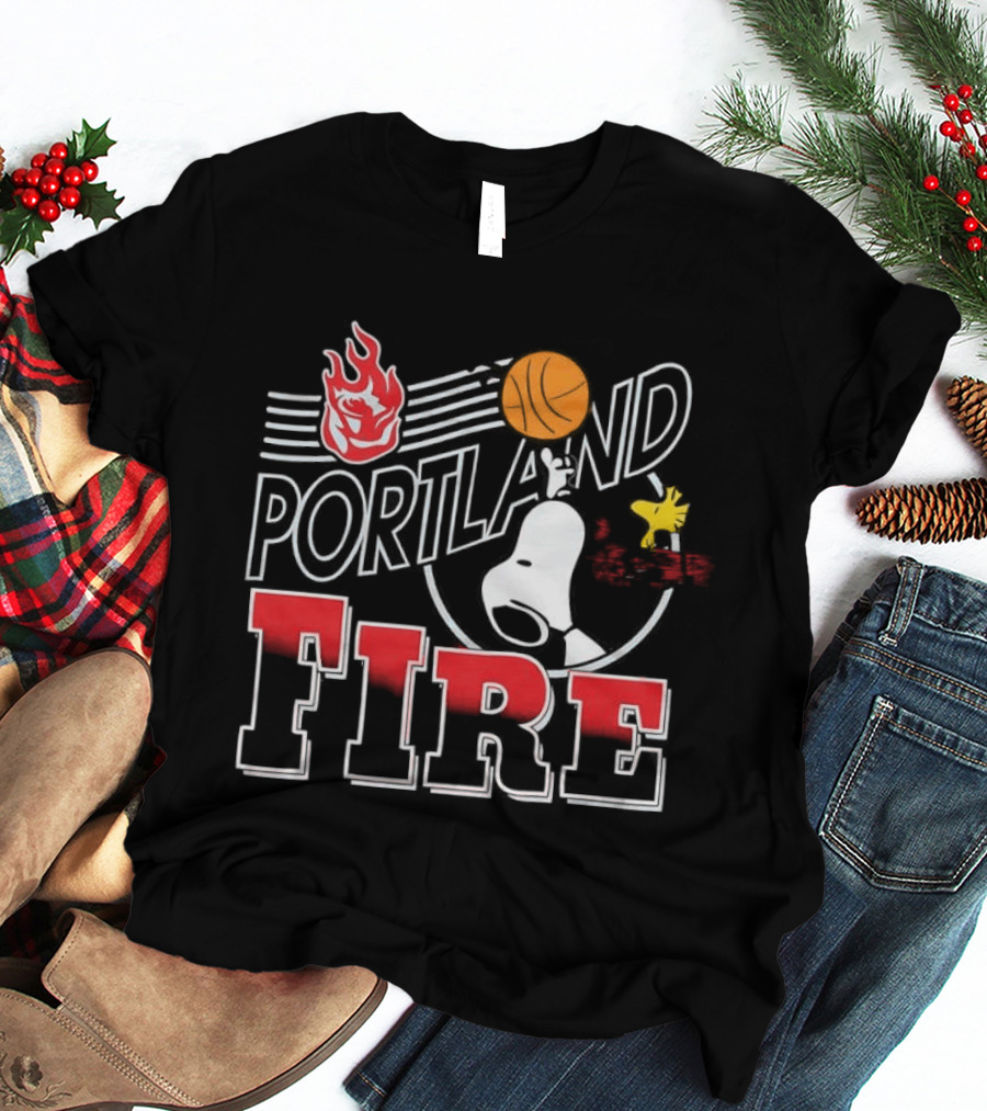 Snoopy Peanuts Portland Fire WNBA Collaboration T-Shirt
