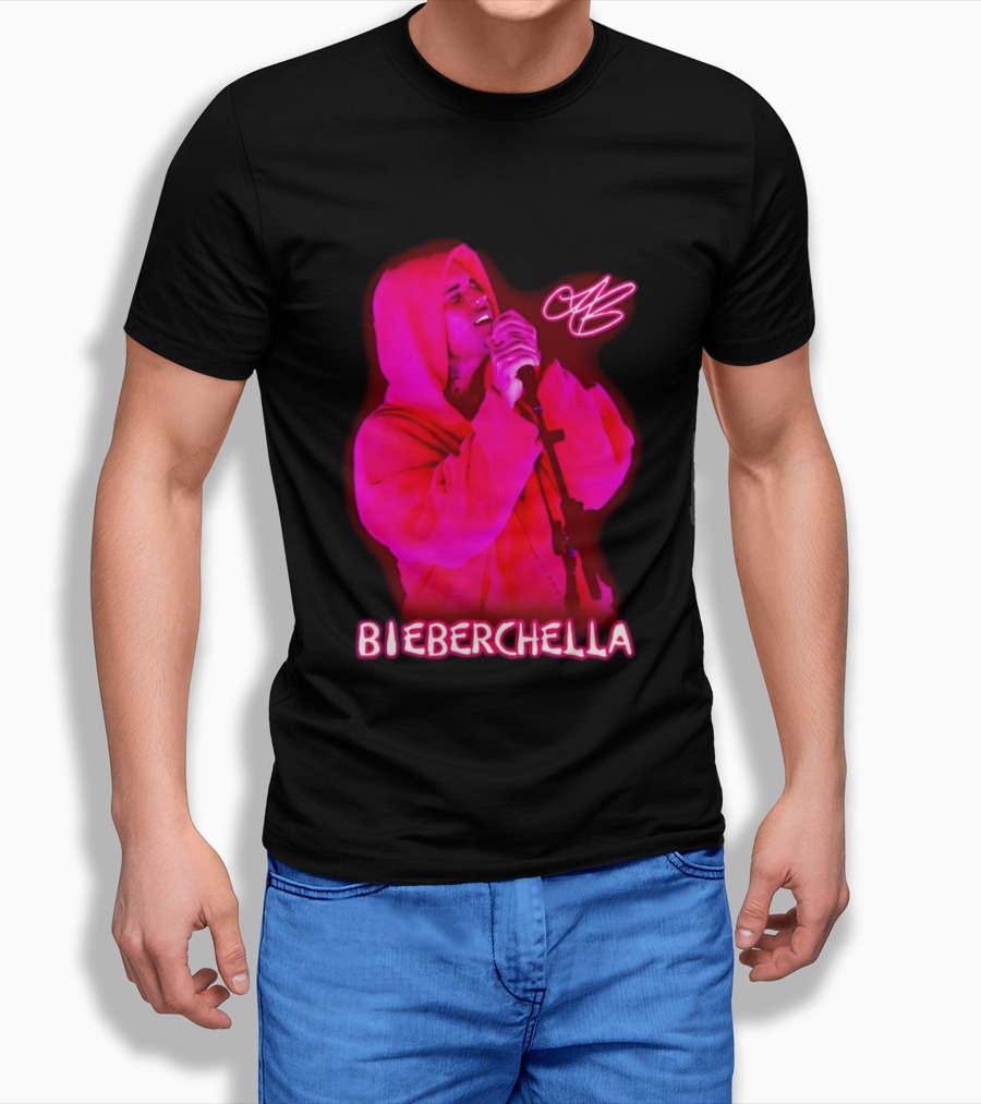 Bieberchella Mic Performance With JB Signature T-Shirt