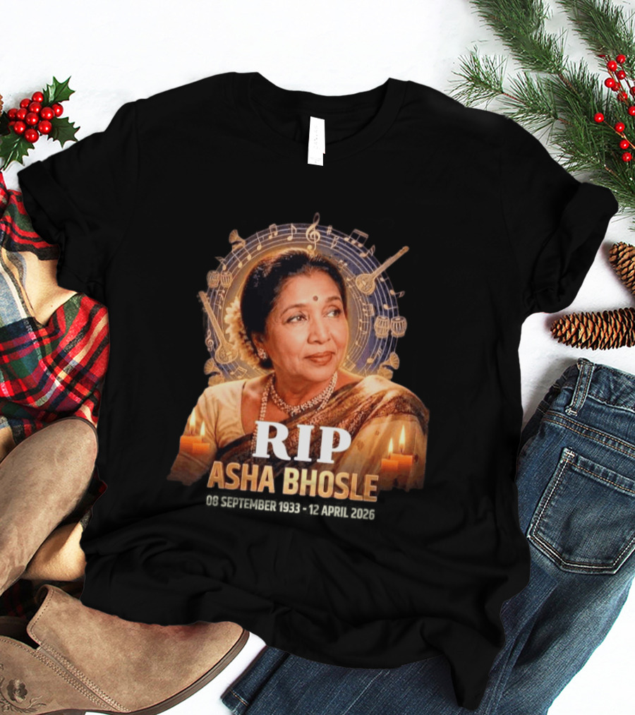 RIP Asha Bhosle Musical Tribute Candles 08 September 1933 12 April 2026 T-Shirt