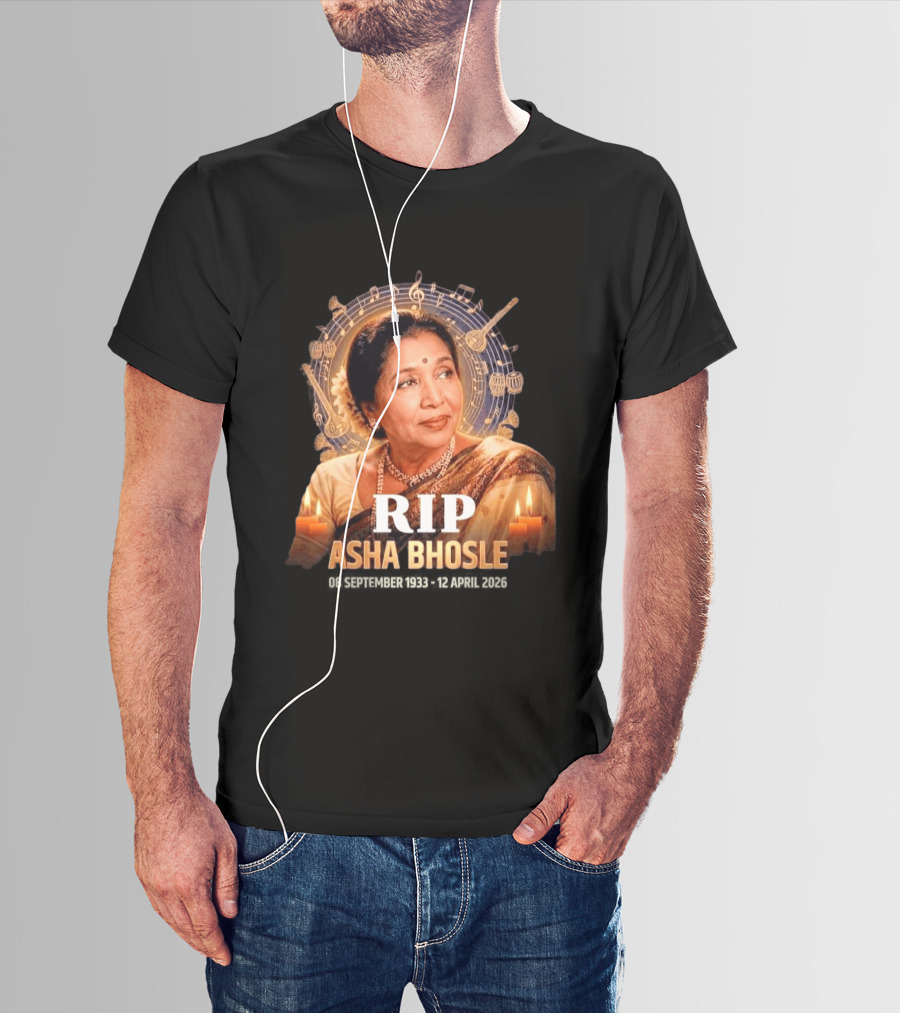 RIP Asha Bhosle Musical Tribute Candles 08 September 1933 12 April 2026 T-Shirt