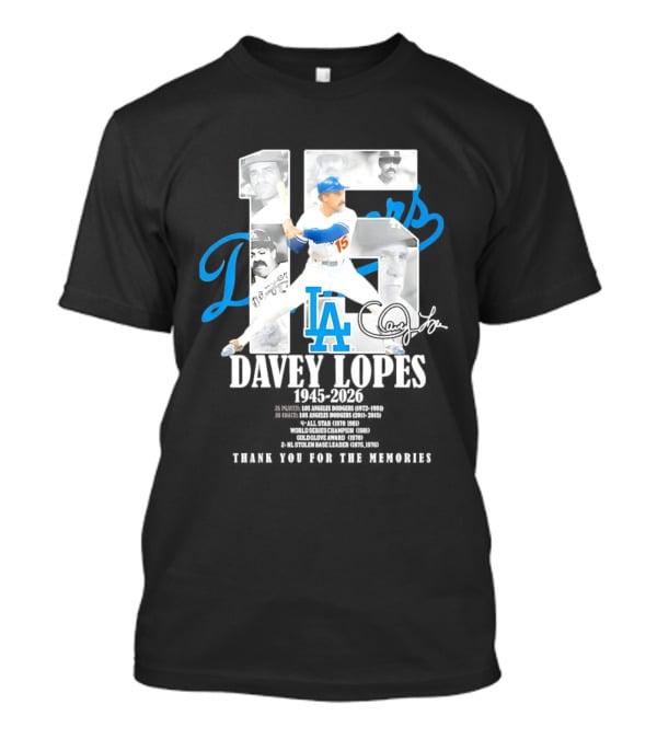 Davey Lopes Los Angeles Dodgers 15 1945 2026 Thank You White Blue T-Shirt