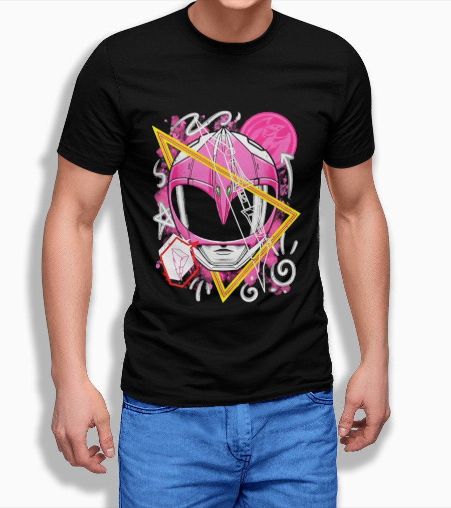 Mighty Morphin Power Rangers Pink Ranger Helmet Iconography T-Shirt