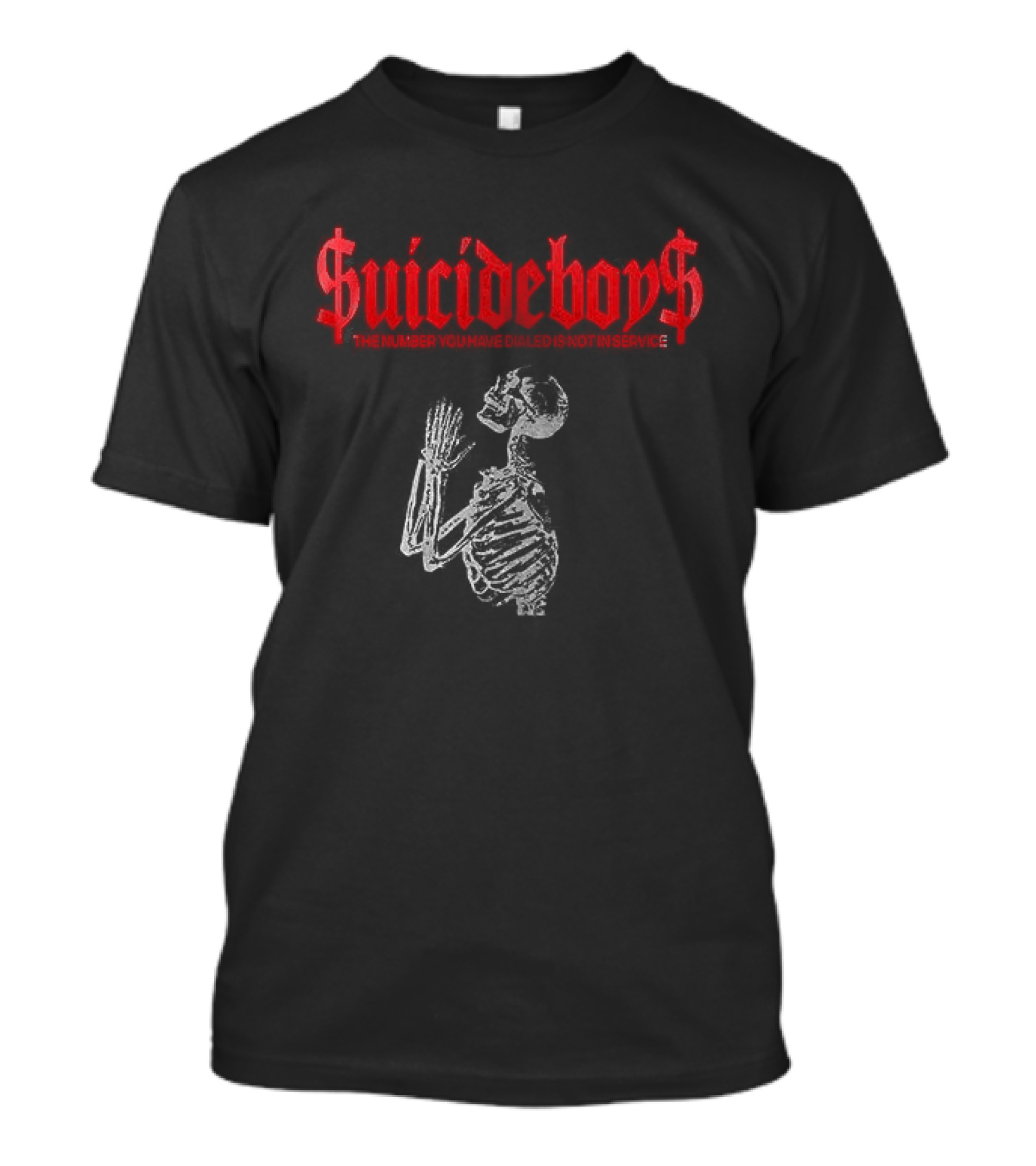 SuicideBoyS Grey Day Tour Skeleton The Number You Have Dialed Is Not In Service I Want To Die In New Orleans T-Shirt