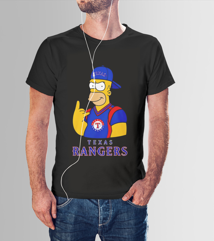 The Simpsons Texas Rangers Rock Hand Homer T-Shirt