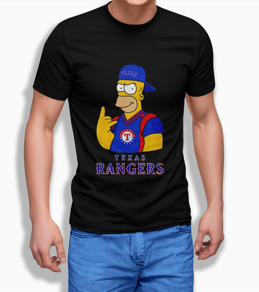 The Simpsons Texas Rangers Rock Hand Homer T-Shirt