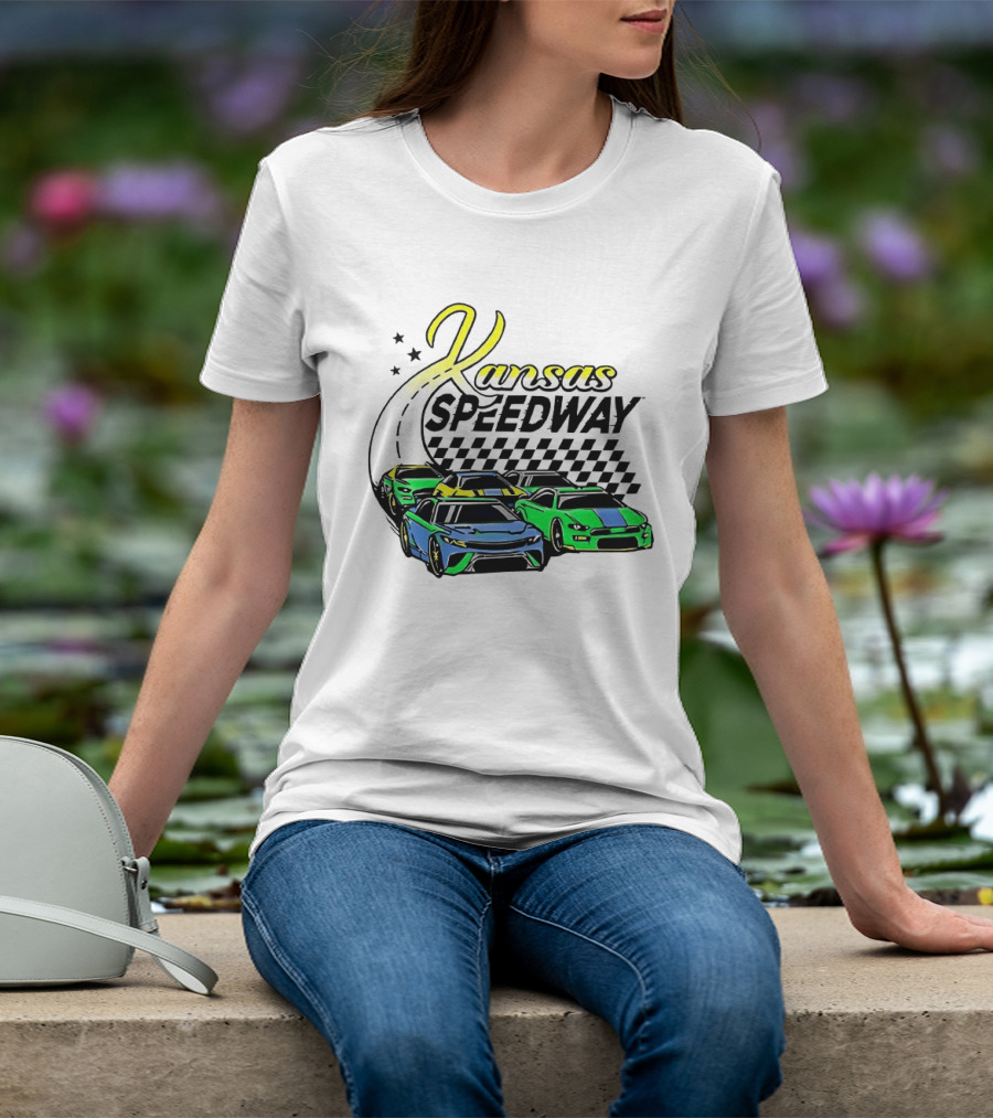 Kansas Speedway Racing Fast Cars And Checkered Flags T-Shirt