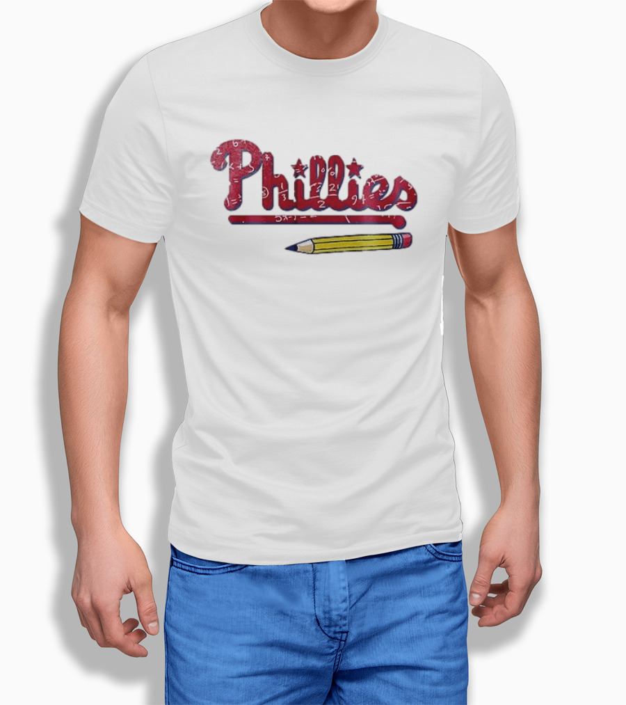Philadelphia Phillies Teacher Appreciation Pencil And Numbers T-Shirt