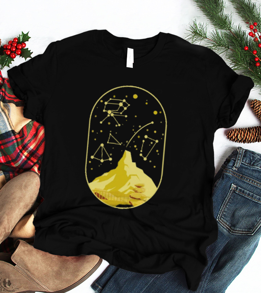 Cairn Minimalist Mountain Constellation Starry Sky T-Shirt