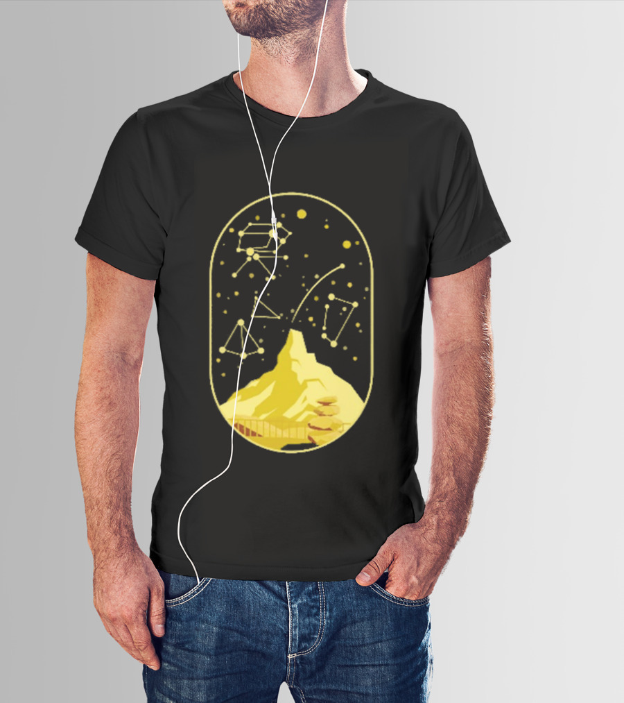 Cairn Minimalist Mountain Constellation Starry Sky T-Shirt