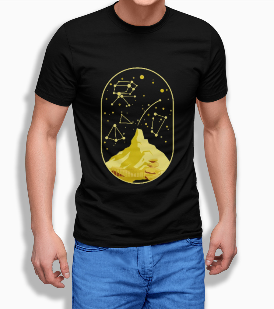 Cairn Minimalist Mountain Constellation Starry Sky T-Shirt