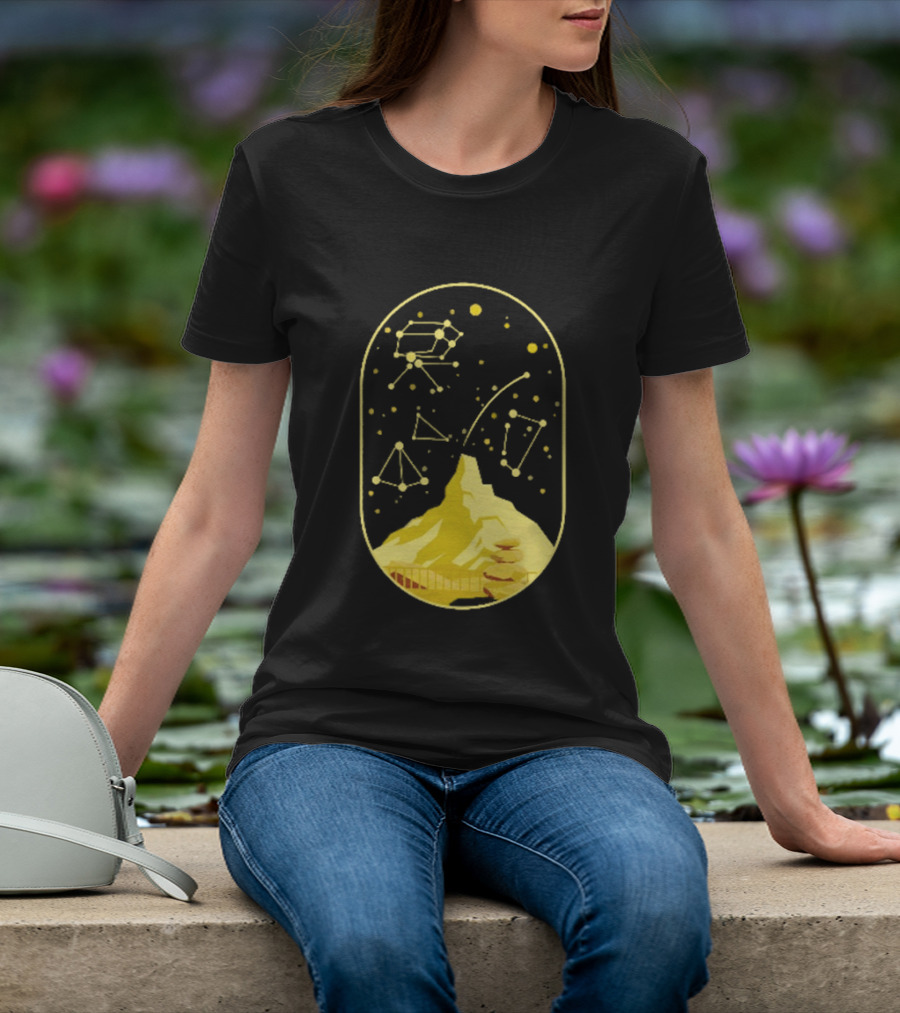 Cairn Minimalist Mountain Constellation Starry Sky T-Shirt