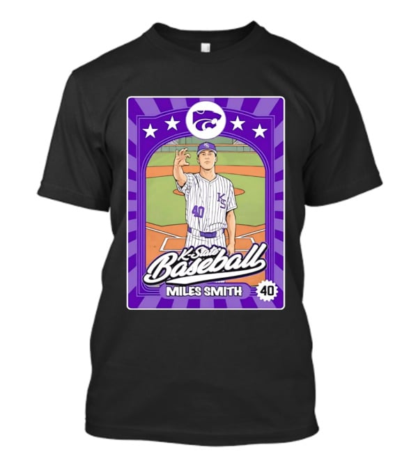 Miles Smith 40 K State Baseball Wildcats Kansas State T-Shirt