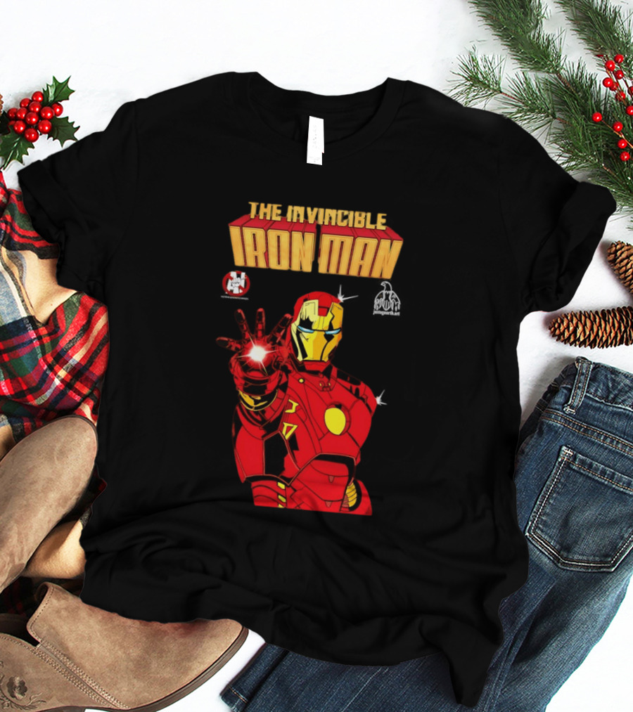 The Invincible Iron Man Superhero Iconic Armor Power Pose T-Shirt