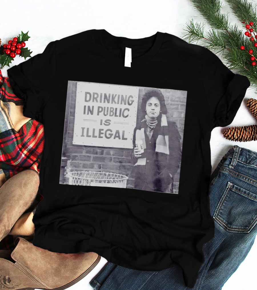 Rare Billy Joel Drinking In Public Is Illegal Vintage Photo T-Shirt