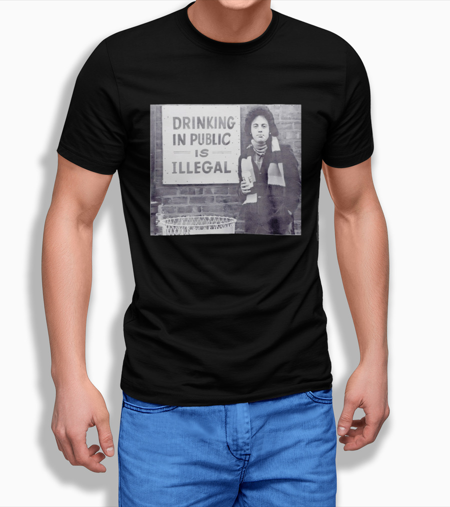 Rare Billy Joel Drinking In Public Is Illegal Vintage Photo T-Shirt