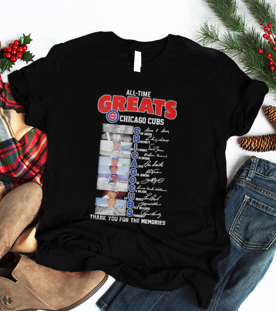 Chicago Cubs All Time Greats Legends And Signatures Thank You For The Memories T-Shirt