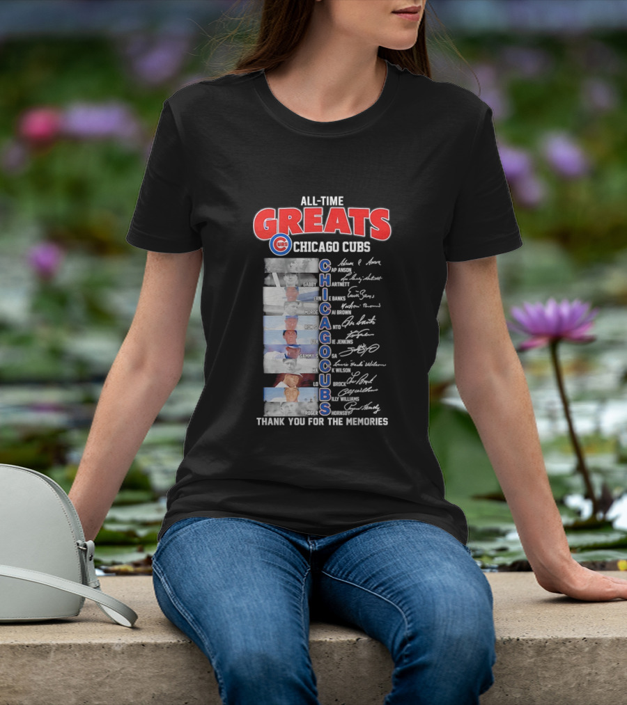 Chicago Cubs All Time Greats Legends And Signatures Thank You For The Memories T-Shirt