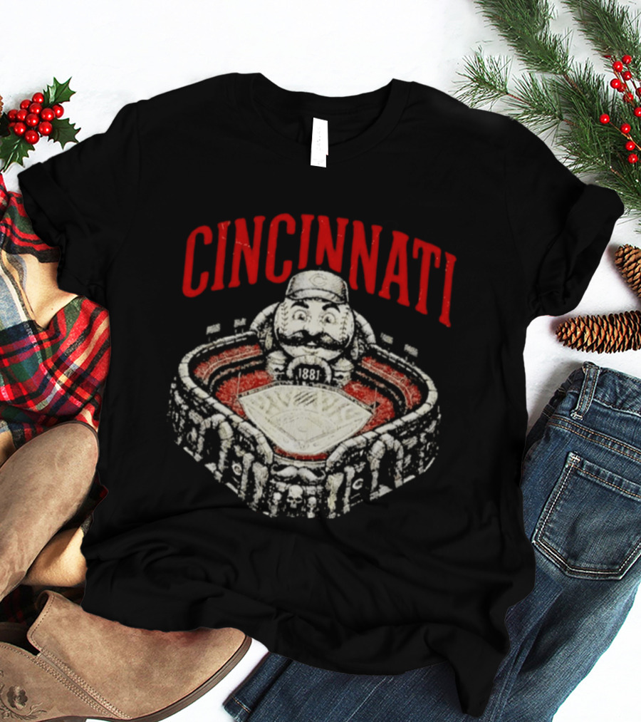 Cincinnati Reds Stadium 1881 Mascot Mashup T-Shirt