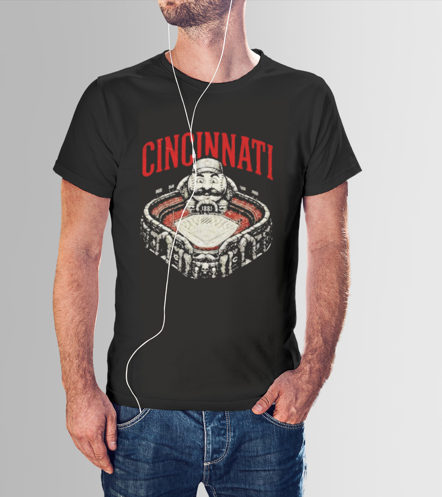 Cincinnati Reds Stadium 1881 Mascot Mashup T-Shirt