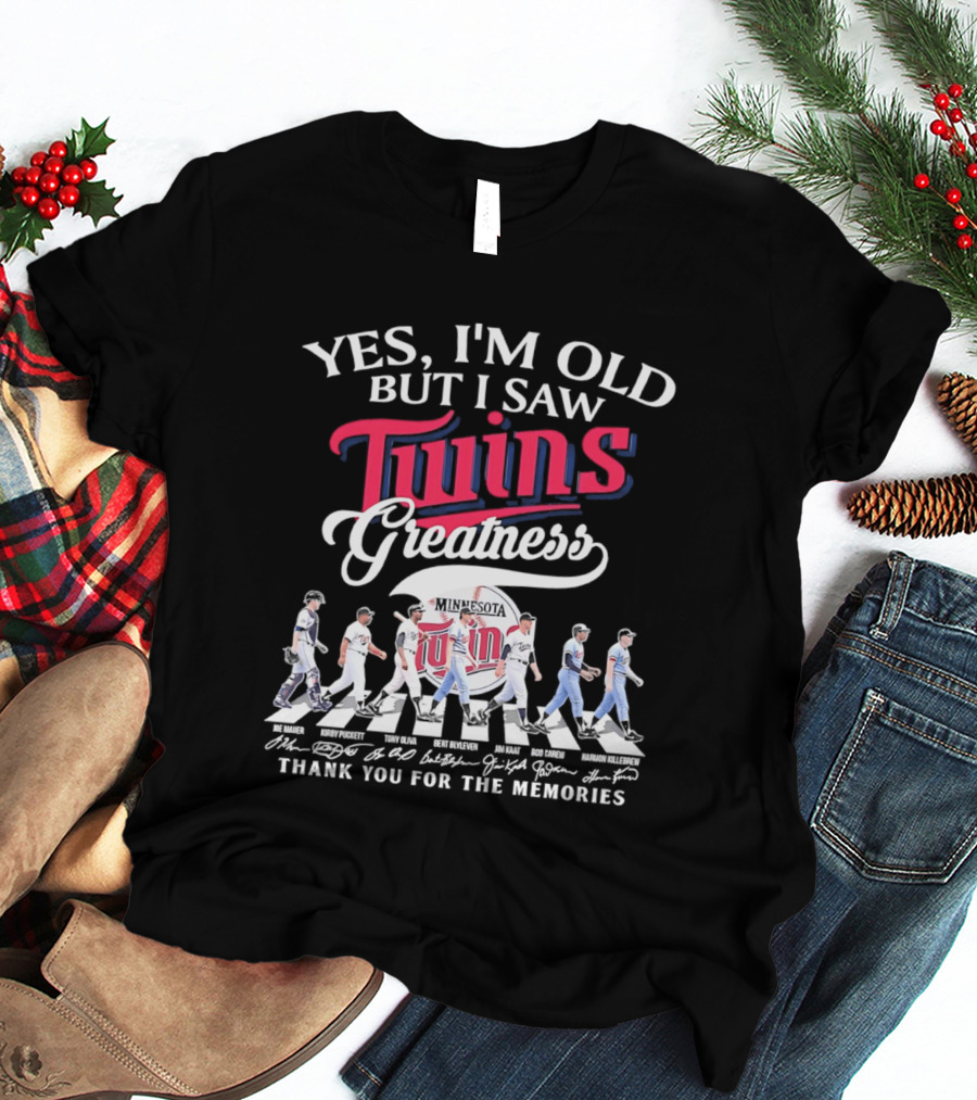 Yes I'm Old But I Saw Twins Greatness Thank You For The Memories Signatures T-Shirt