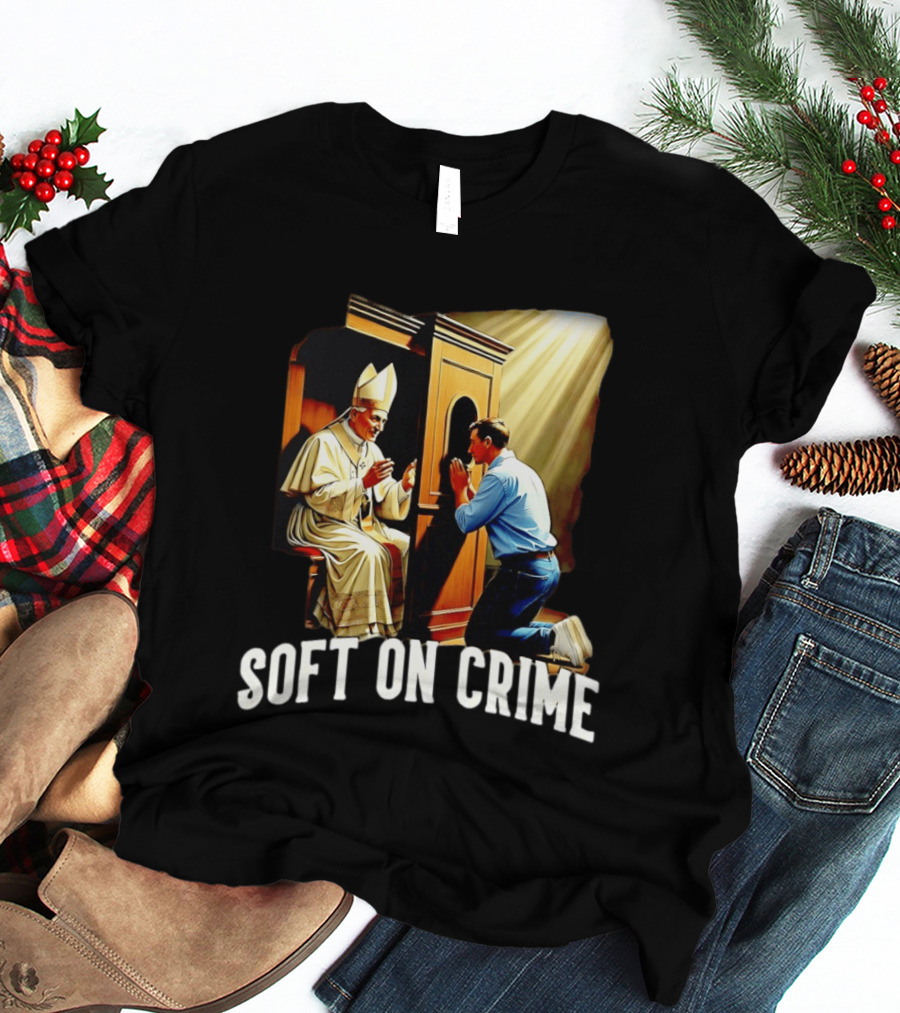 Soft On Crime Confessional Reflection With Penitent And Clergyman T-Shirt
