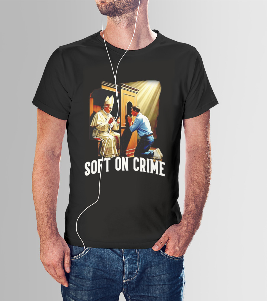 Soft On Crime Confessional Reflection With Penitent And Clergyman T-Shirt