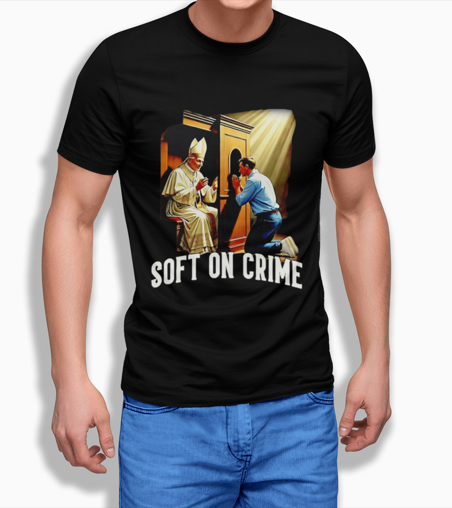 Soft On Crime Confessional Reflection With Penitent And Clergyman T-Shirt