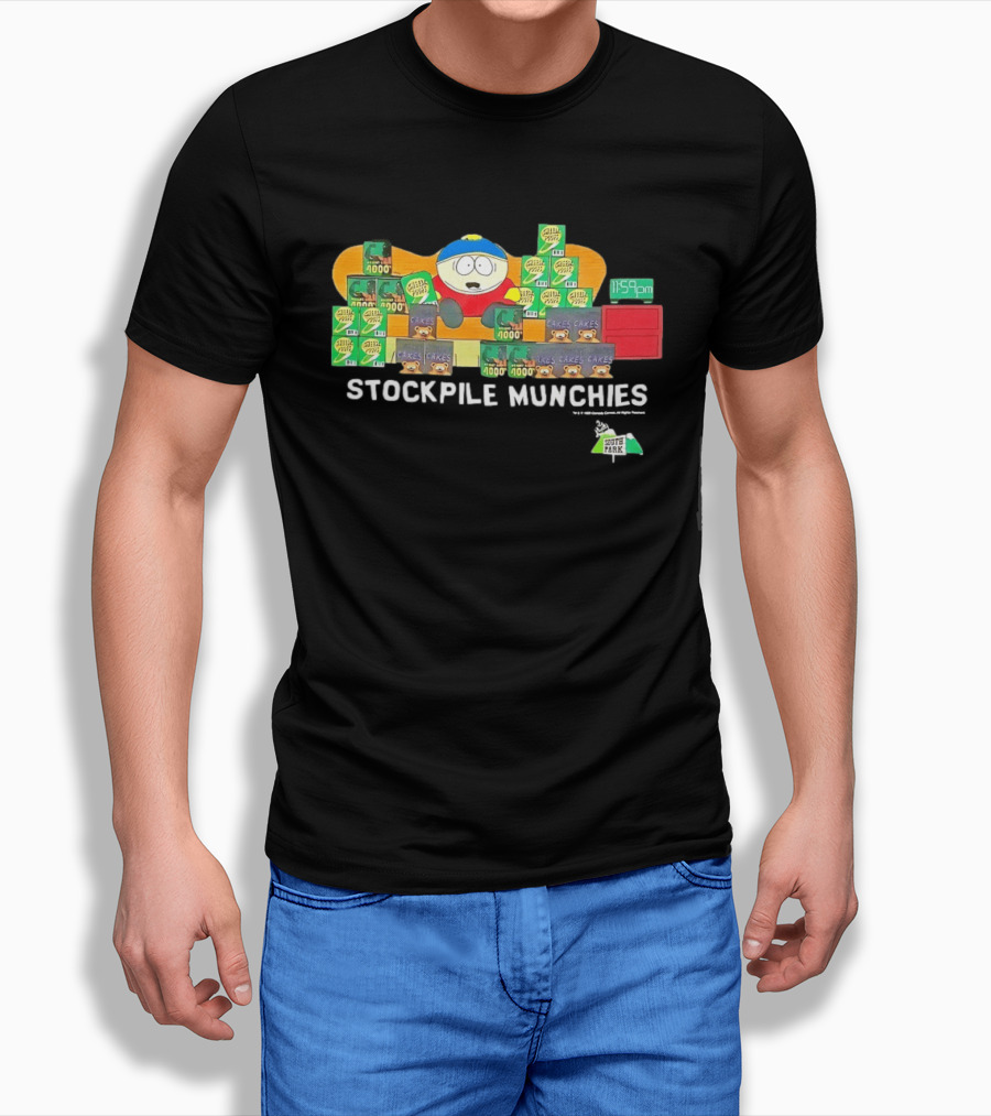 South Park Cartman Stockpile Munchies Cheesy Poofs 1159pm Cakes T-Shirt