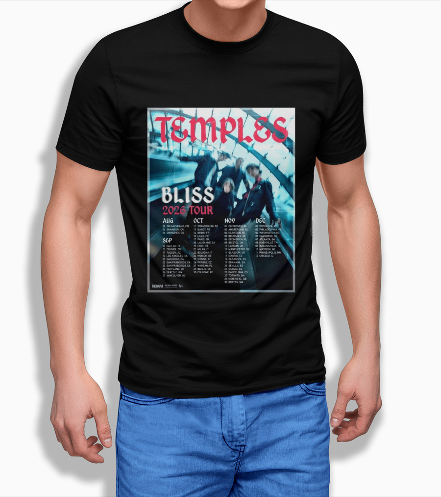 Temple Bliss 2026 Tour Dates August To December T-Shirt