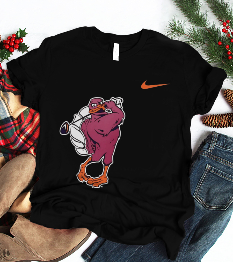 Virginia Tech Hokies Golfing Nike Swoosh Bird T-Shirt